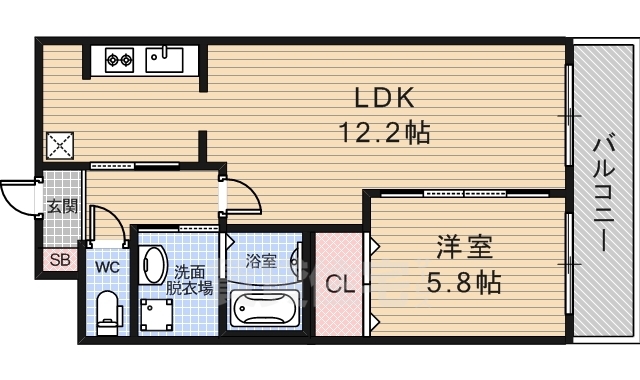 京都市右京区西京極午塚町のマンションの間取り