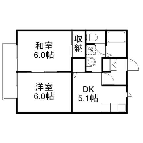 倉敷市児島塩生のアパートの間取り