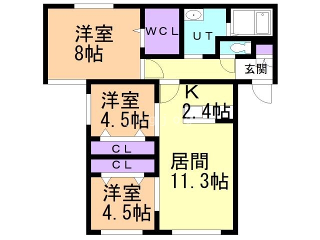 札幌市中央区北三条西のマンションの間取り