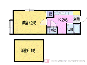 小樽市若竹町のアパートの間取り