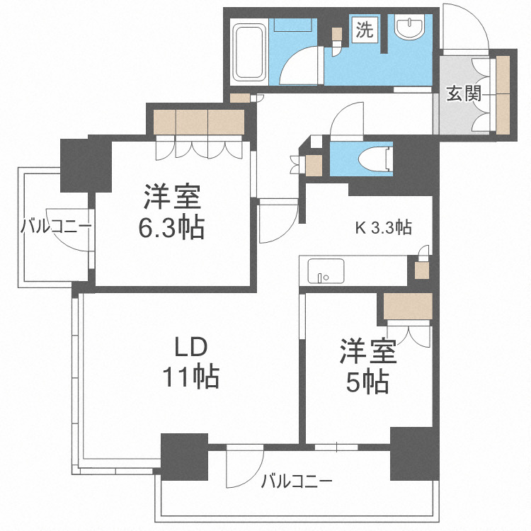 ブランズタワー・ウェリス心斎橋ＮＯＲＴＨの間取り