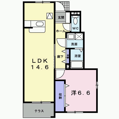 小矢部市新西のアパートの間取り