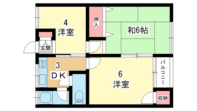 阪急宝塚線 服部天神駅 徒歩8分 3階建 築53年の間取り写真
