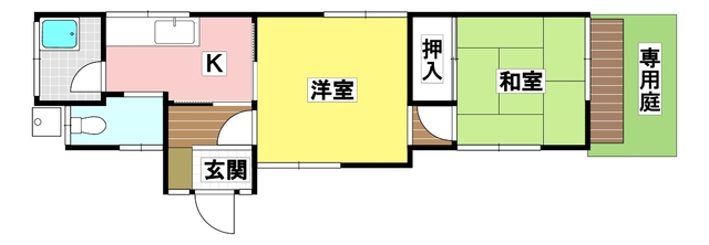 水尾1丁目戸建て平屋の間取り写真