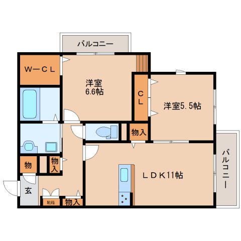 【生駒市小瀬町のマンションの間取り】