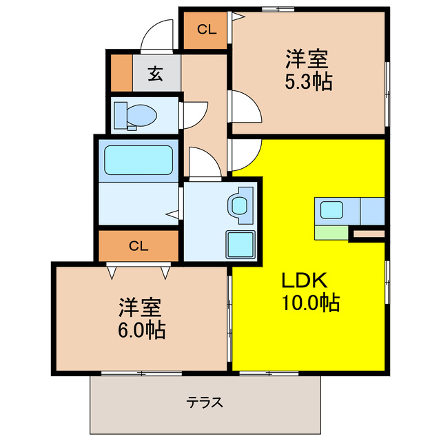 瀬戸市松原町のアパートの間取り