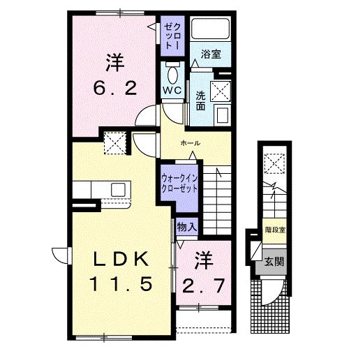 益子町アパートの間取り