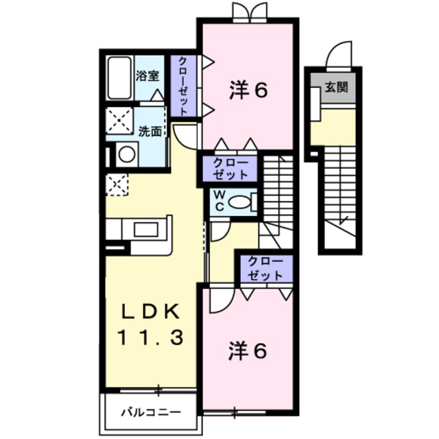 ウィズダム　パレスBの間取り