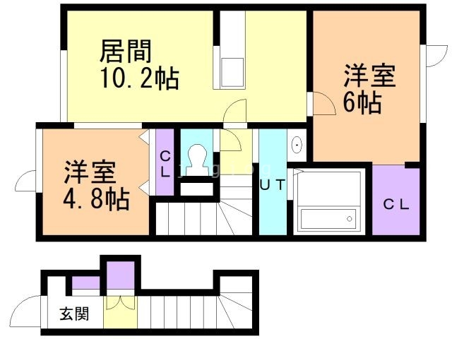 名寄市西九条南のアパートの間取り