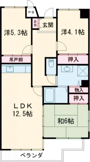 日立市会瀬町のマンションの間取り