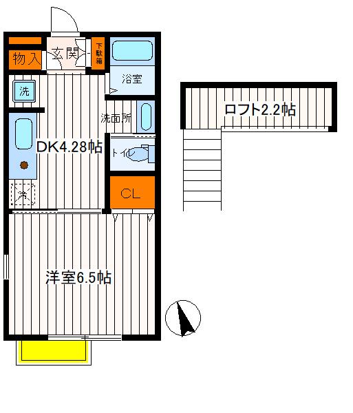 【立川市富士見町のアパートの間取り】