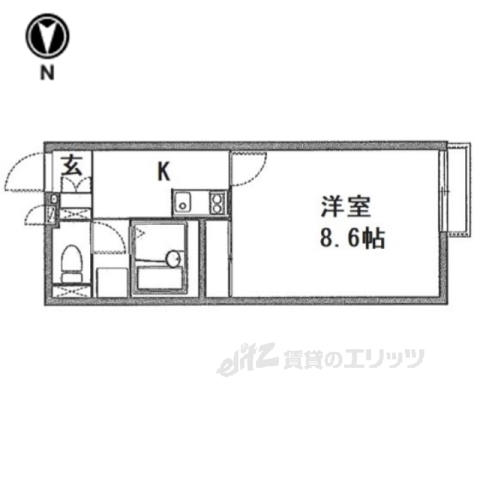 奈良市芝辻町のアパートの間取り