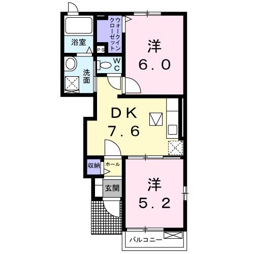 下妻市下妻丙のアパートの間取り