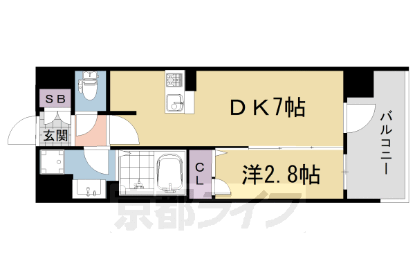 【京都市左京区田中大久保町のマンションの間取り】