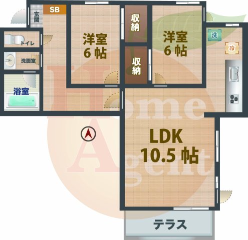 京王井の頭線 浜田山駅 徒歩6分 3階建 築37年の間取り写真