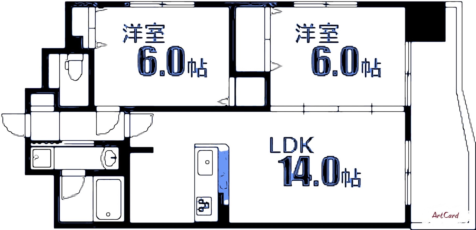 広島電鉄皆実線 比治山橋駅 徒歩7分 19階建 築9年の間取り写真