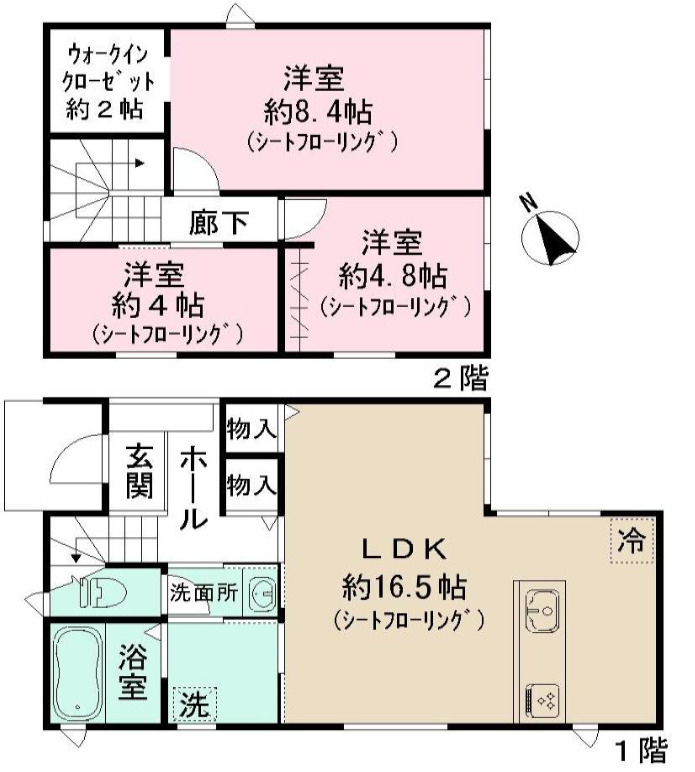 京王線 武蔵野台駅 徒歩4分 2階建 新築の間取り写真