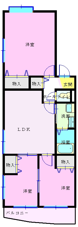 鈴鹿市阿古曽町のマンションの間取り