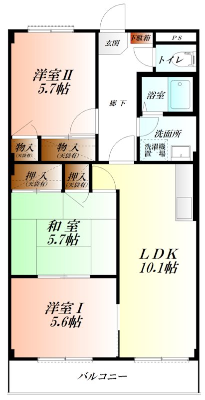 熊谷市中央のマンションの間取り