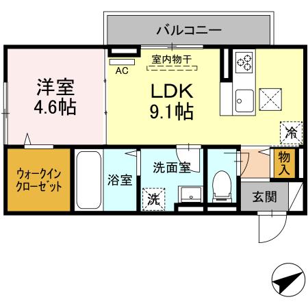 尾道市高須町のアパートの間取り