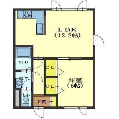 北海道函館市富岡町１（アパート）の賃貸物件の間取り