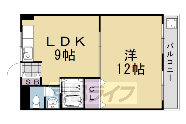 京都市西京区桂上野中町のマンションの間取り