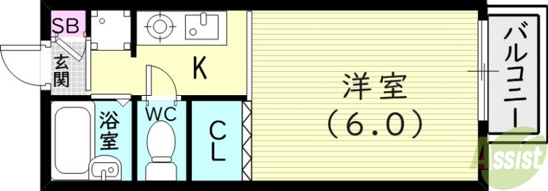 神戸市長田区上池田のアパートの間取り