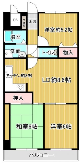 和歌山市野崎のマンションの間取り