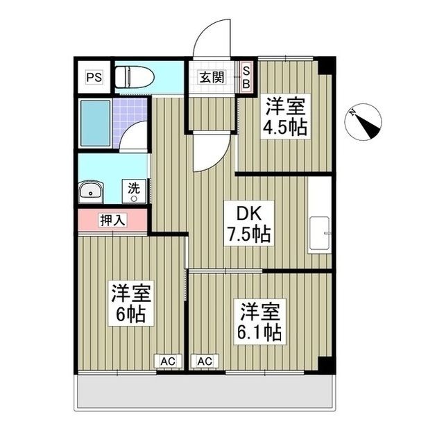 入間市下藤沢のマンションの間取り