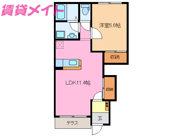 松阪市市場庄町のアパートの間取り