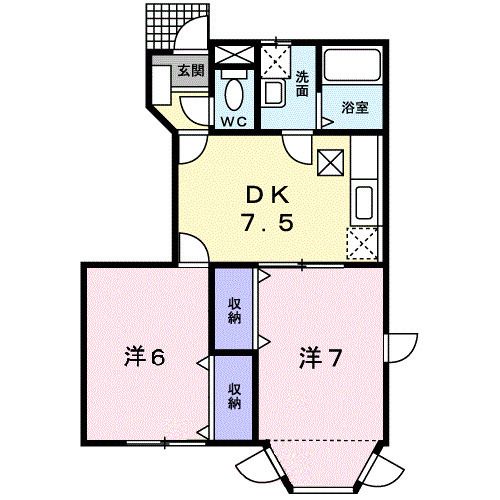 佐賀県小城市三日月町久米（アパート）の賃貸物件の間取り