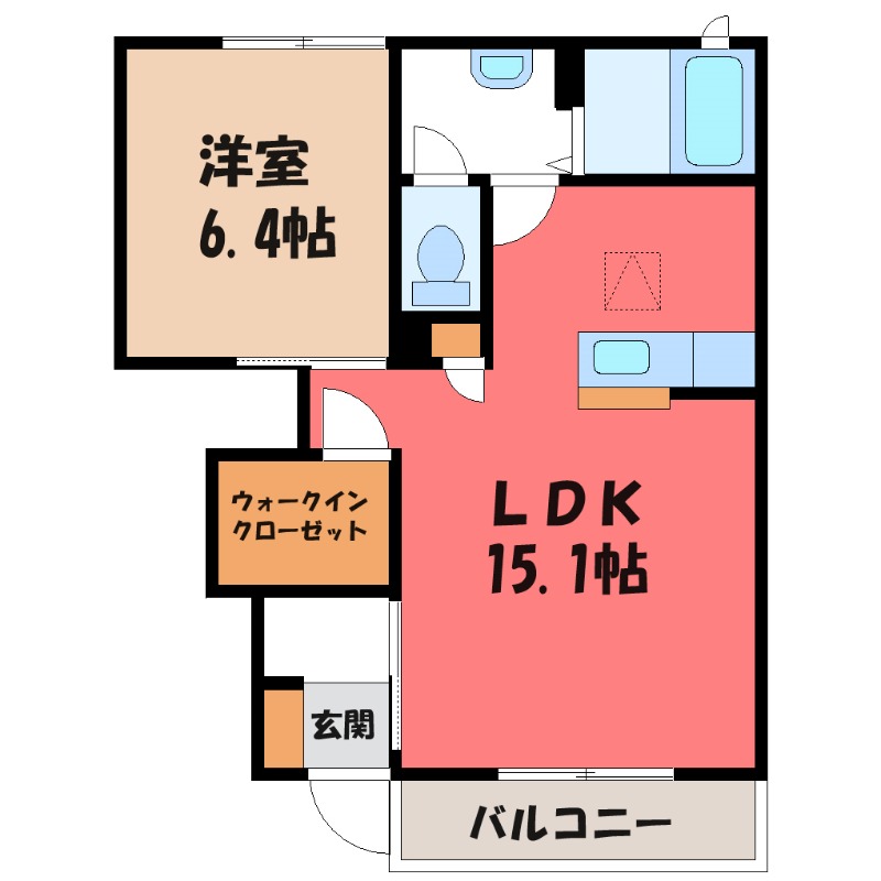 筑西市関本上のアパートの間取り