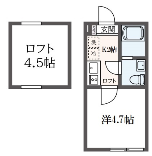 横浜市青葉区市ケ尾町のアパートの間取り