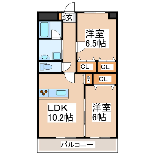 熊本市東区戸島西のマンションの間取り