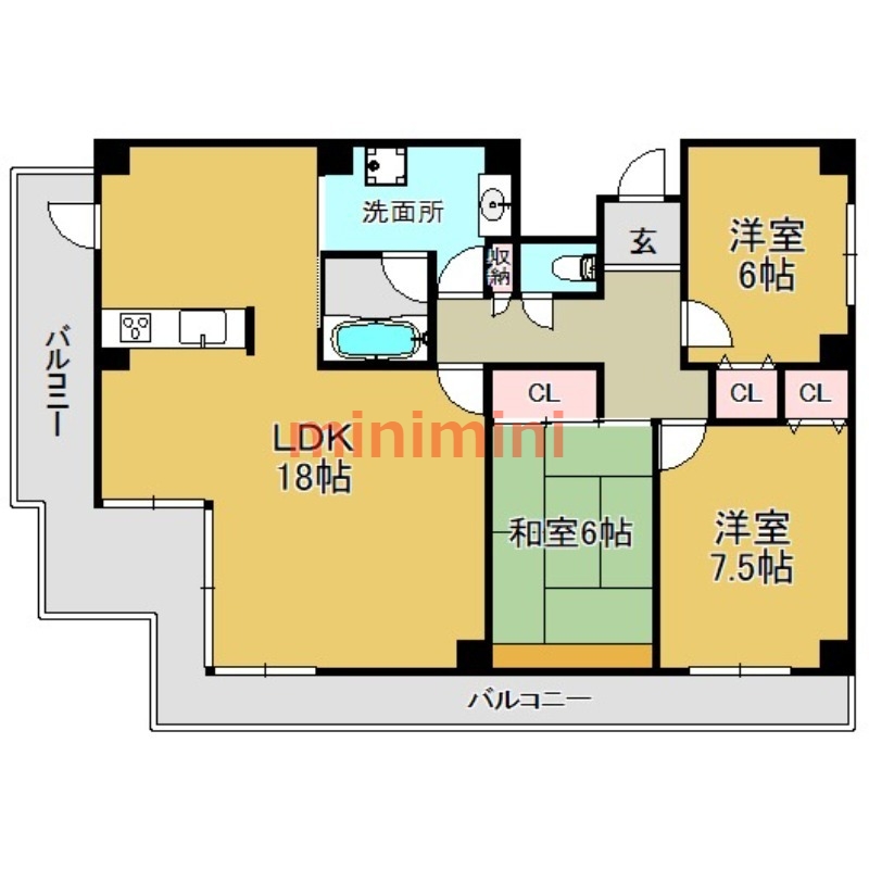 茨木市天王のマンションの間取り