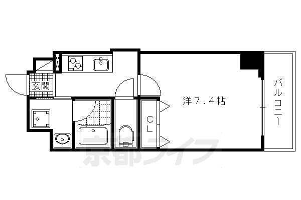 京都市左京区一乗寺北大丸町のマンションの間取り