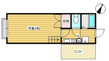 岡山市中区さいのアパートの間取り