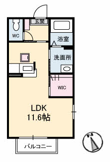 山口市小郡山手上町のアパートの間取り