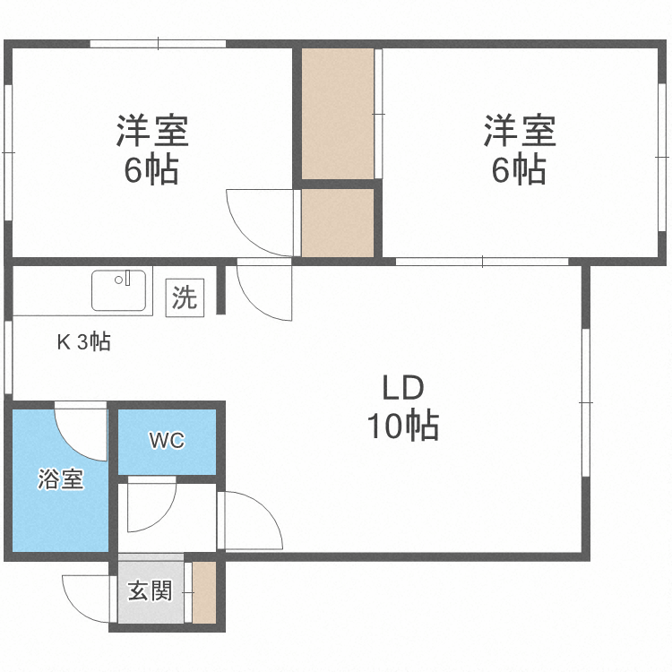 札幌市手稲区稲穂三条のアパートの間取り