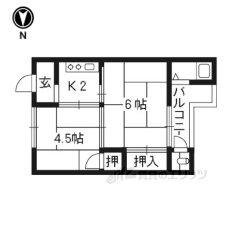 京都市西京区樫原茶ノ木本町のアパートの間取り