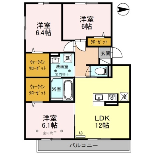 新潟市西区ときめき東のアパートの間取り