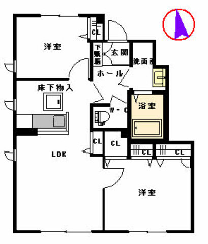 ラ・ルース若宮Aの間取り