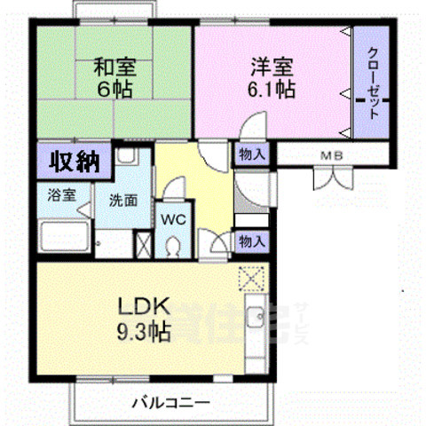 泉大津市式内町のマンションの間取り