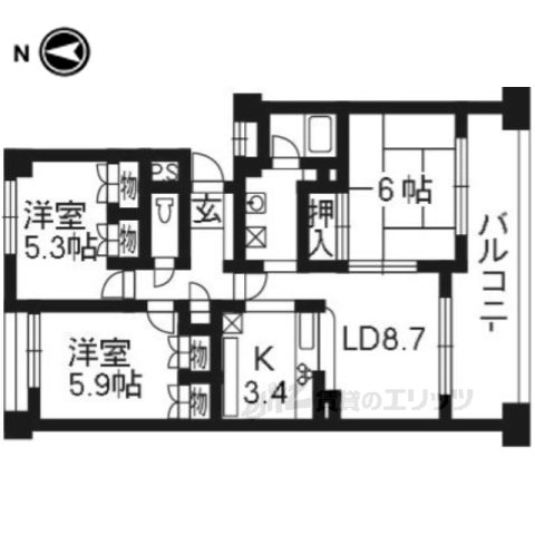 パインフィールド洛西の間取り