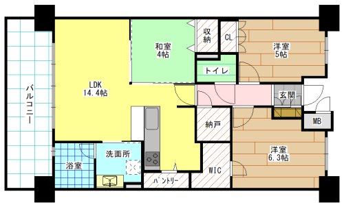 北九州市小倉南区守恒のマンションの間取り