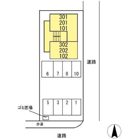 【松江市殿町のアパートの駐車場】