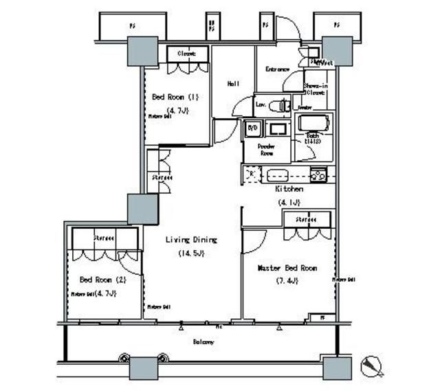 中央区勝どきのマンションの間取り