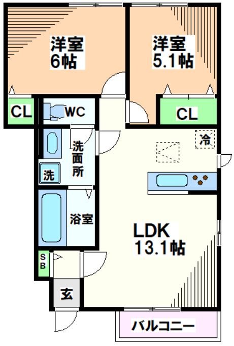 日野市栄町のアパートの間取り