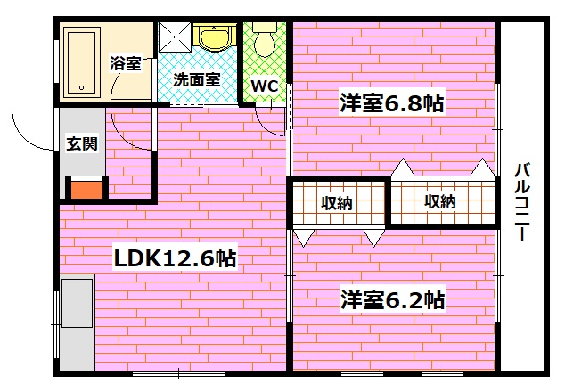 広島市安芸区矢野東のアパートの間取り