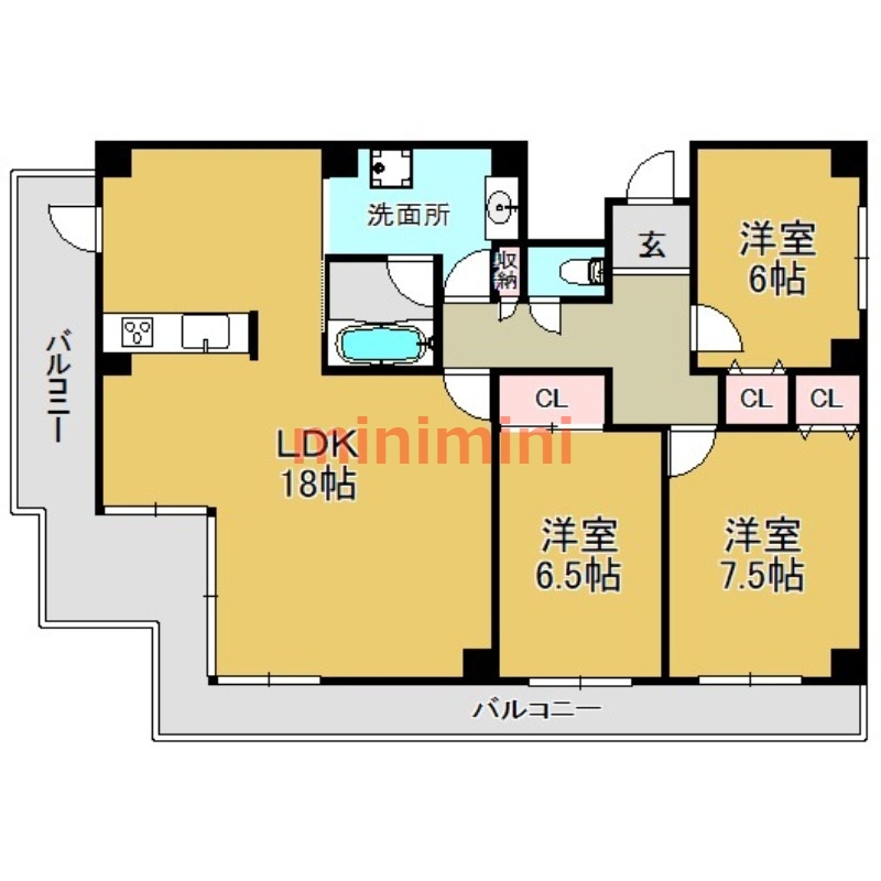 茨木市天王のマンションの間取り